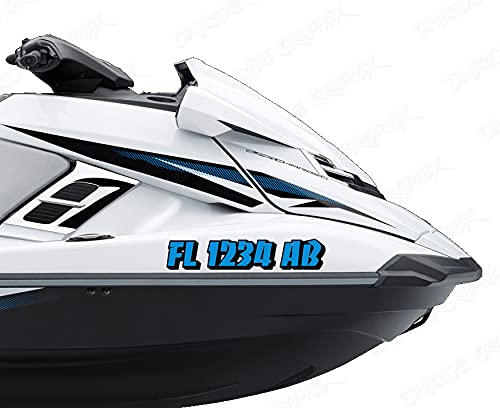 Unique Graphix PWC Jet Ski Boat Registration Numbers Custom Marine Vinyl Sticker Decals 1 Pair