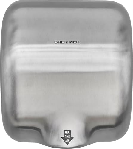 Bremmer Generic Turbo Hand Dryer | High Velocity Low Energy Eco Friendly Electric Dryer | Electric Hand Dryers for Toilets Commercial | Hand Dryer for Toilets (Brushed Steel)