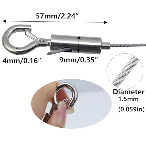 Image of Semetall 4Pcs 1.5mx1.5mm Stainless Steel Hanging Wire - Adjustable Heavy Duty 20kg for Pictures /Mirrors