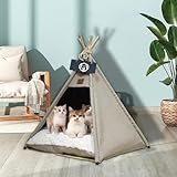 Vinnypet Tipi Zelt fur Katzen und Hunde Haustierzelte Häuser mit Plüschkissen Luxery Hundezelt Katzenzelt Abnehmbar und Waschbar Katzenhaus Haustierhäuser 50x50x60cm