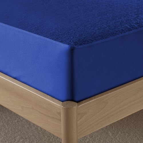 Image of VAS COLLECTIONS Cotton Feel Ultra Soft Mattress Protector King Size (78 x 72 Inches, Grey) | Breathable Hypoallergenic Fitted Mattress Cover | Elastic Bed Protector | Stain Resistant, Navy Blue
