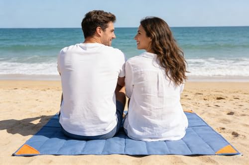 Orga'Neat Pocket Picnic Blanket, Sandproof Lightweight Pocket Camping Tarp, 55″x 60″ Foldable & Fits into Small Bag, Water Resistant Washable Quick Dry Compact Beach Mat for Outdoor Recreation