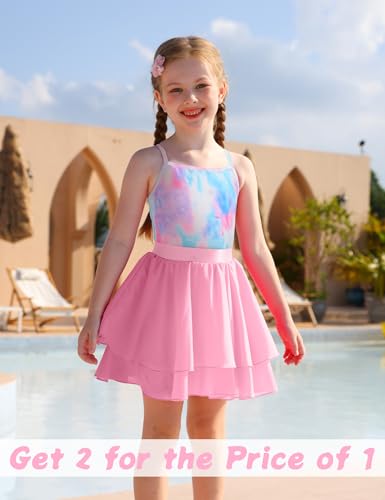 Girls Swimsuit with Skirts Size 7-8 Years Old Kids Sleeveless Blue Pink Bathing Suit for Child Beach Party2