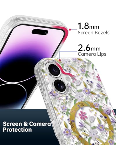 Coque iPhone 16 motif fleurs de cerisier violet cadeau idéal - 5