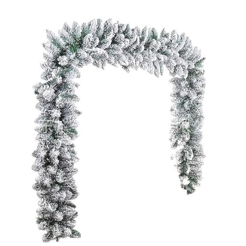 Guirnalda de Navidad de 2,7 m, cubierta de nieve, guirnalda de abeto artificial con aspecto realista y efecto de nieve de invierno, ideal para chimenea, barandilla de escaleras, puerta principal