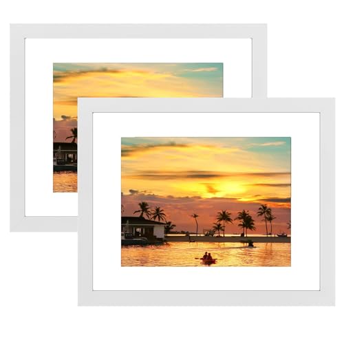 Frametory 11x14 Picture Frame Matted to 8.5x11 White, Set of 2