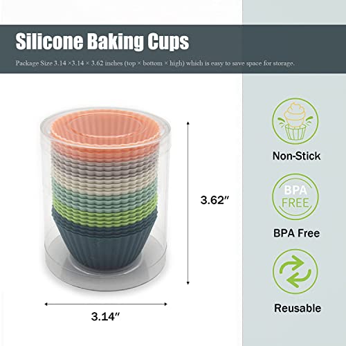 image for MODENGKONGJIAN Reusable Silicone Cupcake Baking Cups 24 Pack, 2.75 inc