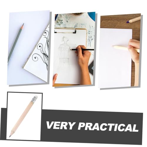 Lápices OUNONA 60pcs cortos con borrador blanco HB miniatura 3