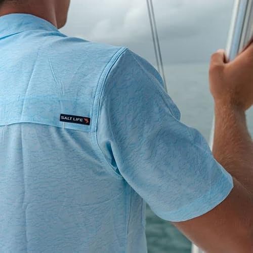 Salt Life H20 Short Sleeve Stretch Fit Shirt, Airy Blue Heather, X-Large #TOP2