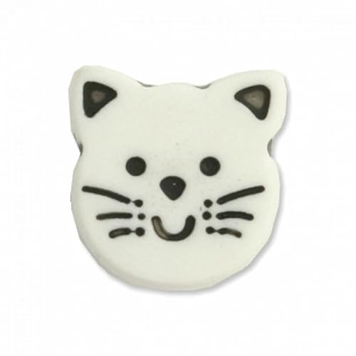 Hemline Cat Shape Buttons White 12mm - per Pack of 5