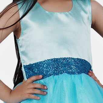 Image of SOFYANA Girls' Organza Net Fit & Flare Wedding Kids Birthday Maxi Dresses8-9 Years Sky Blue 8-9Years