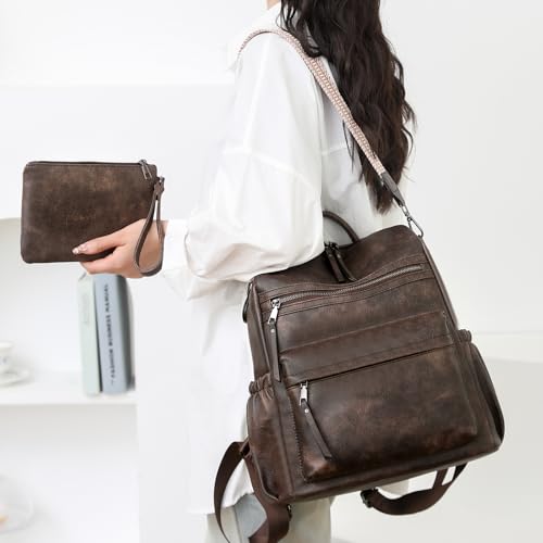 Image of Women's Fashion Backpack Purse for Women Leather Multipurpose Design Ladies Shoulder Bag Travel bag Satchel Handbags