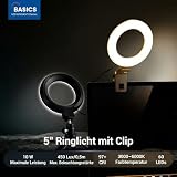 NEEWER BASICS 5' Ringlicht mit Klemme und Mini Stativ, 10W 3000k-6000K Dimmbares Ansteckleuchte für Laptop Computer Monitor Videokonferenzen Selfie, Vlog Makeup, Live Streaming, Videoaufnahmen, BR60