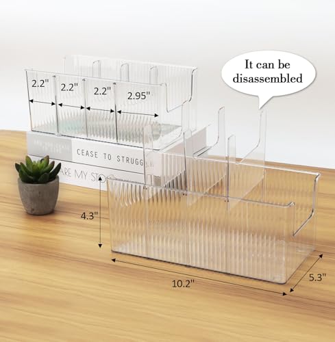 Image of Acrylic Belt Organizer - 2 Pack with Adjustable 4 Compartments & Stackable Design, Clear Storage for Closet and Drawer Organization