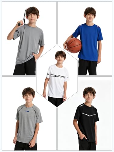 Image of 5 Pack Boys Shirts Athletic Dry Fit Boys Tshirts Performance Tops Summer