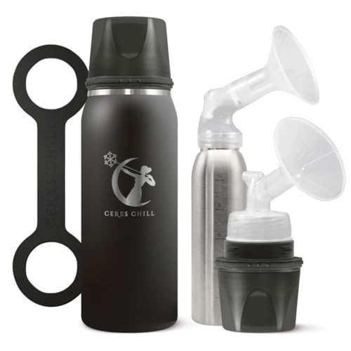 Image of Breastmilk Chiller Reusable Storage Container by CERES CHILL | Keeps Milk Safe for up to 20 Hours | Connects w/Major Pumps (1 Chiller, 0 Dark 30)