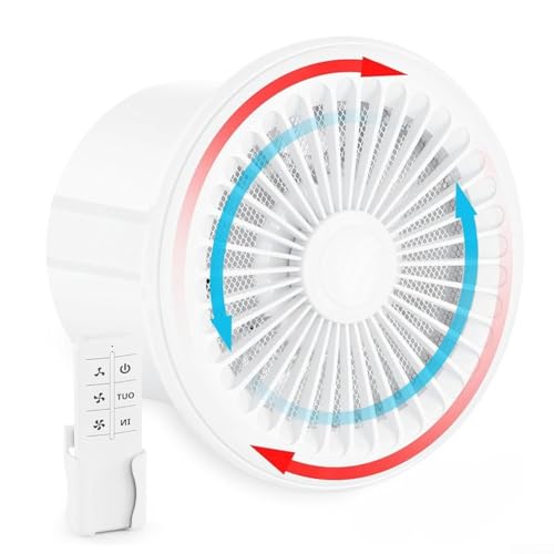 Silenzioso ventilatore di scarico reversibile a 2 vie, 10,2 cm, con telecomando, 3 velocità, 2300 giri/min, basso rumore, per bagno, cucina, casa, ventilazione, bianco