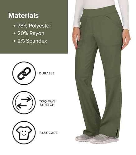 Image of Cherokee Women Scrub Pant with Straight Leg Pull-on Pant Medical Bottom with 4 Pocket & 2-Way Stretch Fabric - WW110
