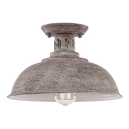 HMVPL Farmhouse Close to Ceiling Light, Vintage Semi Flush Mounted Lighting Fixture Industrial Ceiling Lamp for Kitchen Island Dining Room Foyer Hallway Porch Barn Loft