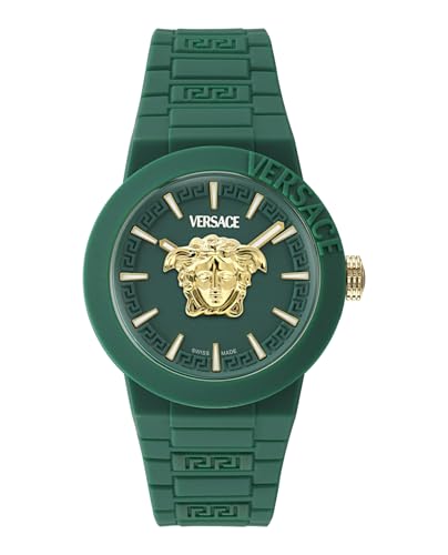 Versace V-Pop Collection Luxury Mens Watch Timepieces with a Green Strap, Case and Dial2