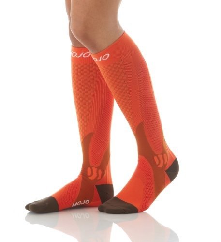 Mojo Sports Compression Socks for Recovery with Elite Design | Orange Large