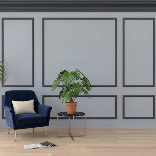 Image of Pangda Peel and Stick Wall Molding Kit, 3D Premade Accent Molding Wainscoting Panel for Interior Wall Moulding Decor, Ready to Assemble Wainscoting Accent Panel (3 Set,23x56 in+48x56 in+23x56 in)