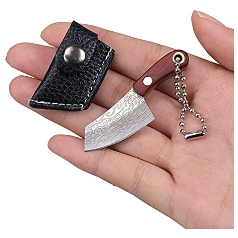 PUOSUO EDC Multi-Function Keyring Mini Pocket Knife Keychain Stainless Steel Necklace Knife-Damascus Pattern (C1) Cover