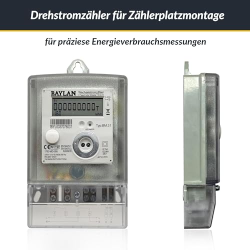 Zweirichtuns Wechselstromzähler [BM.31-MID25] geeichter Stromzähler, Direktmessend bis 100A, Zweirichtungszähler (1.8.0/2.8.0), Eintarifzählwerk, LCD-Anzeige, 12-Monats-Speicher mit Echtzeituhr (RTC)
