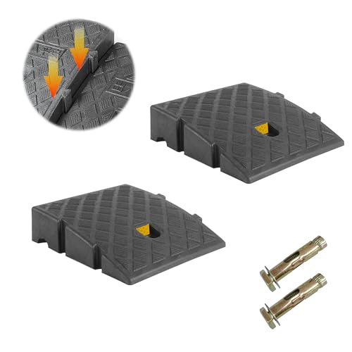 DUNTSEI Kerb Ramps Portable Ramp Wheelchair Ramp Lightweight Width Expandable High Reflective,7-16cm High Ramps for Mobility Scooters, Set of 2 (2.75 inch high)
