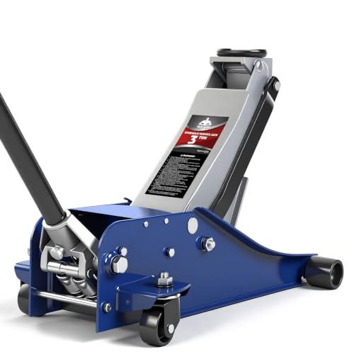 Image of Jack Boss 6600LBS Floor Jack, 3 Ton Capacity Car Jack, Low Profile Protable Hydraulic with Dual Pumps, Quilckly Lift and Slow Descent, Lifting Range 3-1 /8 inch Min to 20 inch Max Blue and Grey