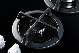 PremierTech Piano Cottura a Gas, 5 fuochi, 90 cm (87.8cm), Vetro Nero, Wok Supporti in Ghisa Professionali, predisposto Metano e kit ugelli GPL inclusi, Manopole in Alluminio, P590VL