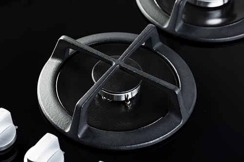 PremierTech Piano Cottura a Gas, 5 fuochi, 90 cm (87.8cm), Vetro Nero, Wok Supporti in Ghisa Professionali, predisposto Metano e kit ugelli GPL inclusi, Manopole in Alluminio, P590VL - immagine 5