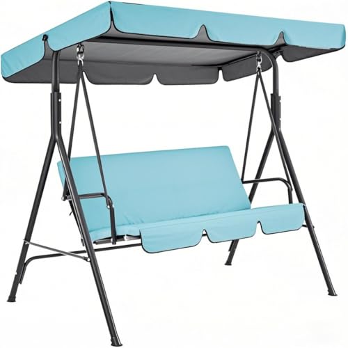 Silla columpio para relajación junto a la piscina y porche