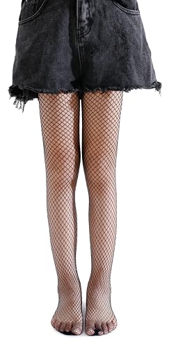 Pareberry Girl's Wide Fishnet Stockings Children's High Waist Mesh Tights for Age 5-142