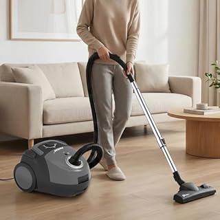 Akitas C5 Bagged Vacuum Cleaner, 9m Cleaning Reach, 850W High Suction for Carpet & Hard Floor, HEPA Filtration for Allergies & Pets, with German Wessel-Werk Head & 3 Tools, Compact & Lightweight