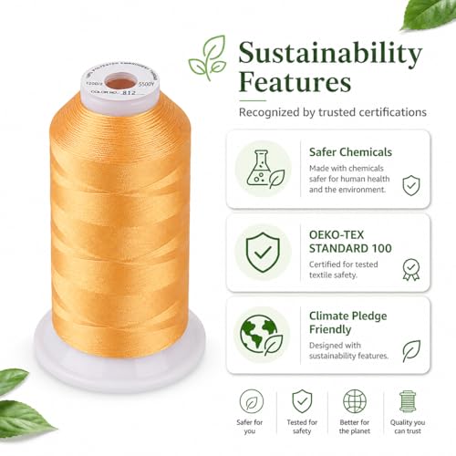 Image of Simthread 5500Yds /5000M 40WT Polyester Embroidery Thread Cream Yellow 812 | High-yardage 5000M spool offers smooth feeding and stable 40WT polyester thread for home and commercial embroidery machines.