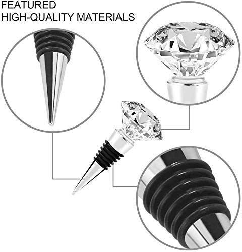 Miuion Decorative Crystal Wine And Beverage Bottle Stopper For Wine,Made Of Zinc Alloy And Glass,Reusable Plug With Gift Box,Multi-Option (2 Pcs Crystal) #TOP2