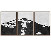SIGNWIN 3 Piece Framed Canvas Wall Art Black and White Fish Canvas Prints Home Artwork Decoration for Living Room,Bedroom - 16