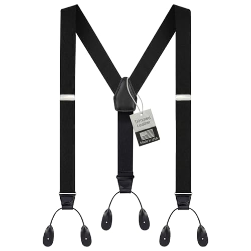 Image of HOLD'EM Tuxedo Button Suspenders for Men - Mens Dress Suspenders Formal | 100% Genuine Leather | Made in USA | Regular & Tall