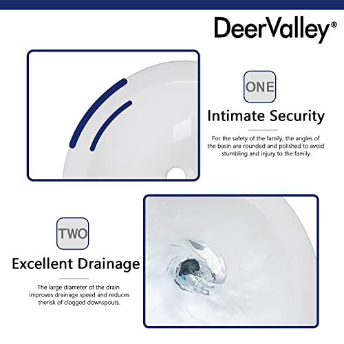 Deervalley Dv-1P523 Compact White Ceramic Pedestal Sink, 20" X 17" Inch Pedestal Bathroom Sink With Overflow And Pre-Drilled Single Hole #TOP5