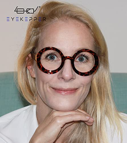 Image of Eyekepper Reading Glasses 0.50, Readers for Women, 4 Pack Oversized | Wide Women's Magnifying Glass, Womens Stylish Reader Eyeglasses with Spring Hinges, Ladies' Big Round Cheaters for Large Head