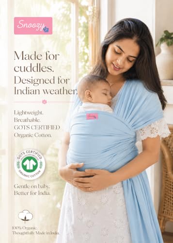 Image of Snoozy Kangaroo Baby Wrap Carrier - Soft Stretchy Newborn Sling, Ergonomic Hands-Free Infant Carrier for Kangaroo Mother Care