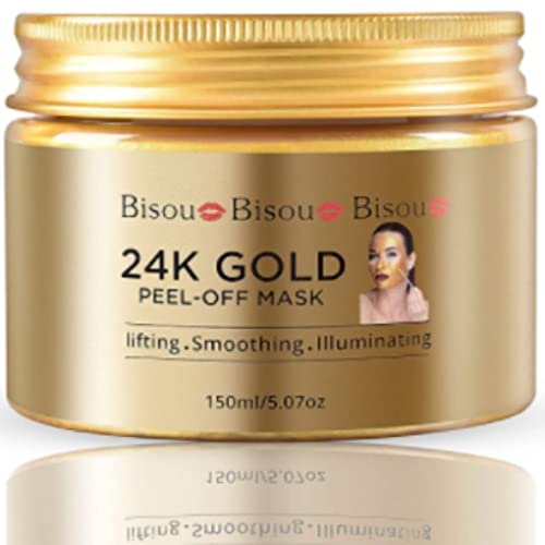 24K Gold Peel Off Mask, Blackhead Remover Mask, Blackhead Peel off Mask, Peel off Face Masks, Exfoliating Mask, Deep Cleansing Blackhead＆Pores, Anti-Aging, Reduces Fine Lines＆Wrinkles-150ml