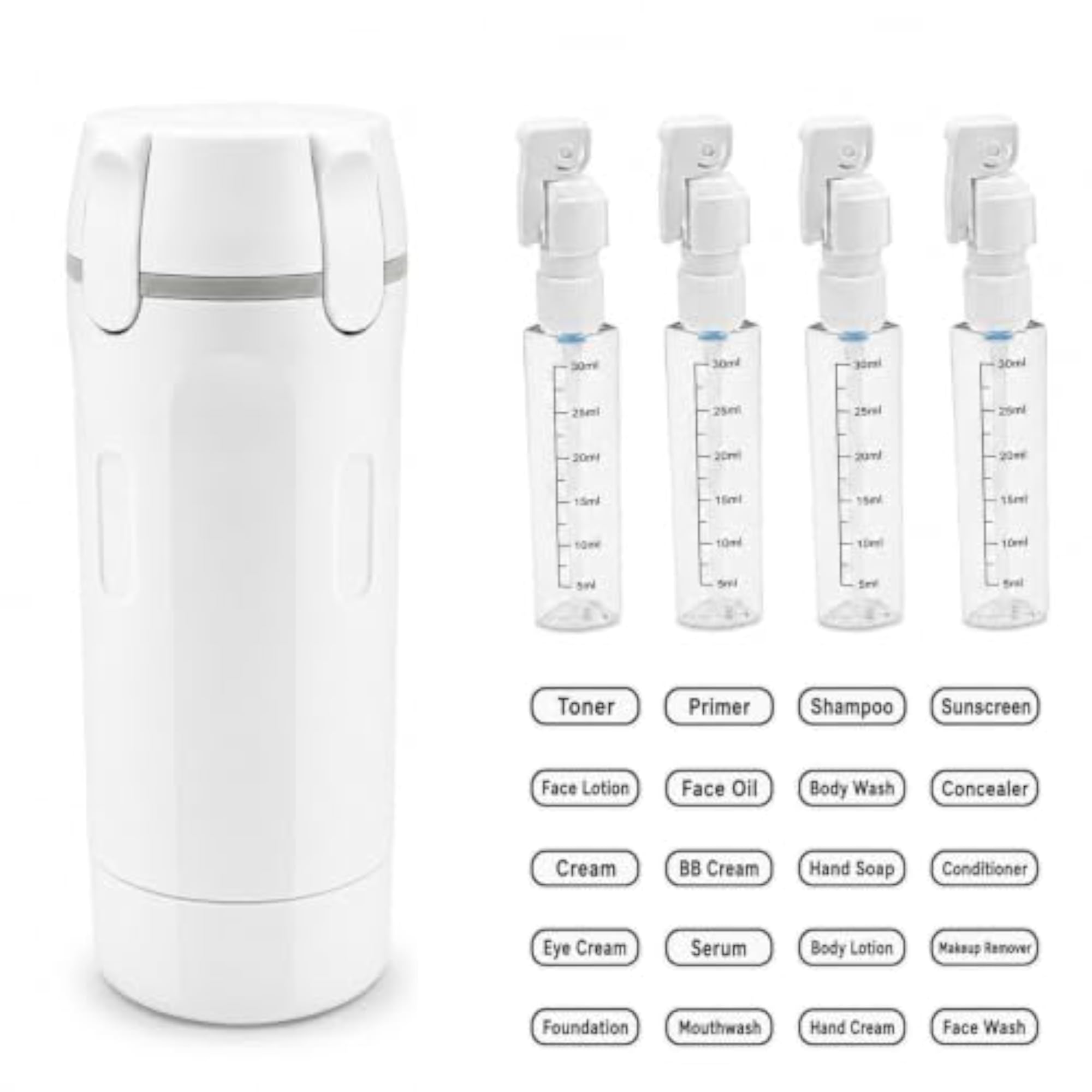 4 in 1 Travel Dispenser Bottle Set, Leakproof Toiletry Organizer