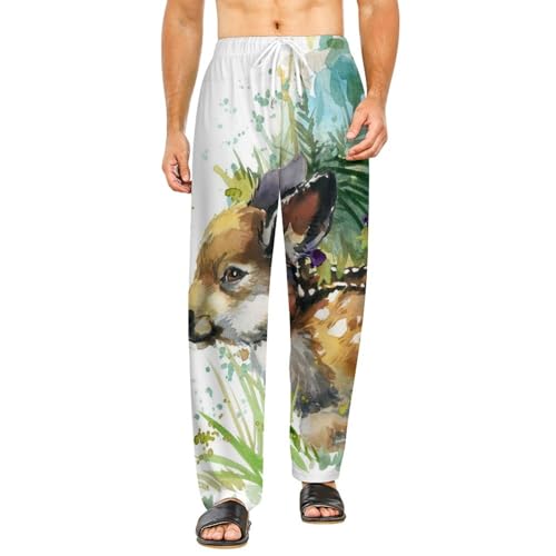 Pantalon de pyjama cerf aquarelle pour femme avec poches taille S