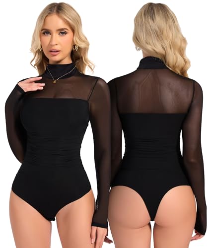Body de malla transpirable y elástico con top de cuello elevado 4