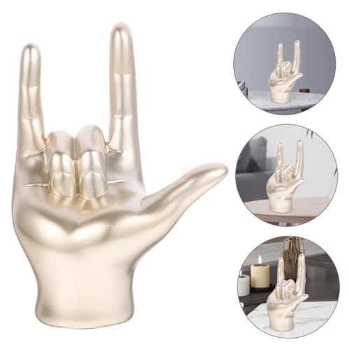 Statue geste de main beige, sculpture compacte et stable pour salon - 6
