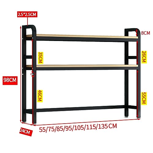 Metall-Schreibtisch-Bücherregal Für Computertisch, Arbeitsplatten-Ständer, Bücherregal-Organizer-Regale Mit Gitter Und Haken, Schreibtisch-Präsentationsständer (1 Schicht Schwarz - 75cm