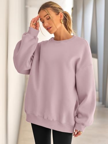 Image of EFAN Womens Oversized Sweatshirt Crewneck Sweater Casual Fall Outfits 2026 | Fleece Lined Stretchy Hoodies Basic Comfort Clothes Loose Maternity Workout Gym Lounge Wear Winter Airport Fashion