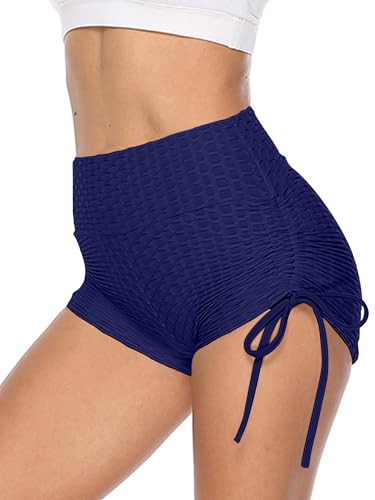 Image of Shasmi Women's Workout Yoga Shorts, High Waisted Drawstring Scrunch Booty Shorts Ruched Butt Lift Athletic Running Tights (Shorty 76)